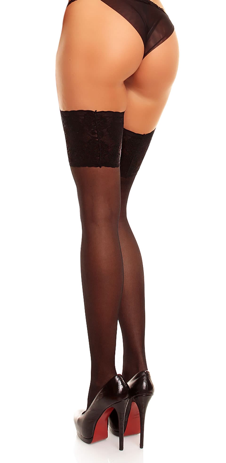 Glamory Deluxe 20 halterlose Strümpfe in Übergrößen - Glamory - Schwarz back