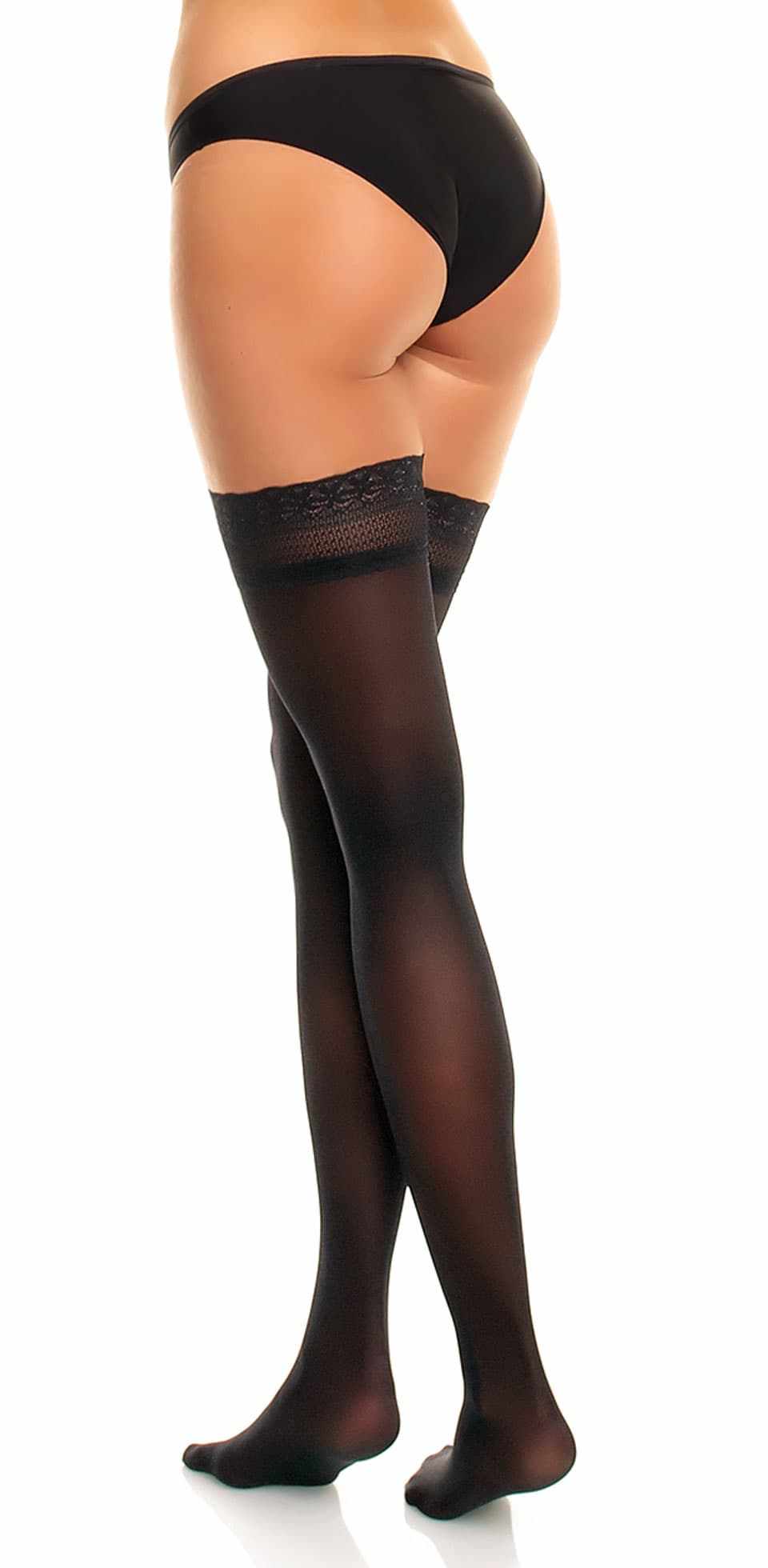 Glamory Vital 40 halterlose Stützstrümpfe in Übergröße black back