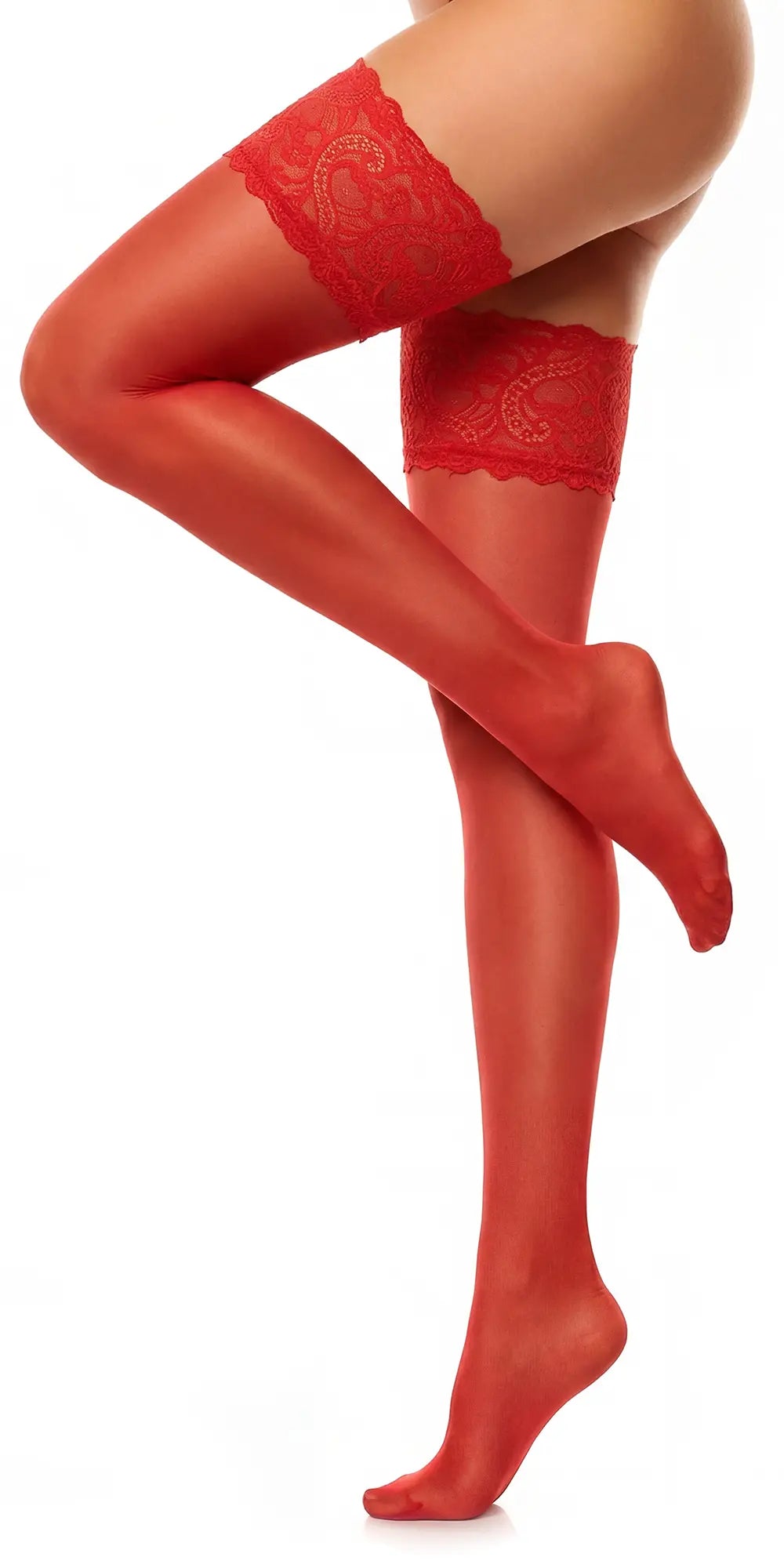 Glamory Comfort 20 Plus Size halterlose Strümpfe - red Seitenansicht