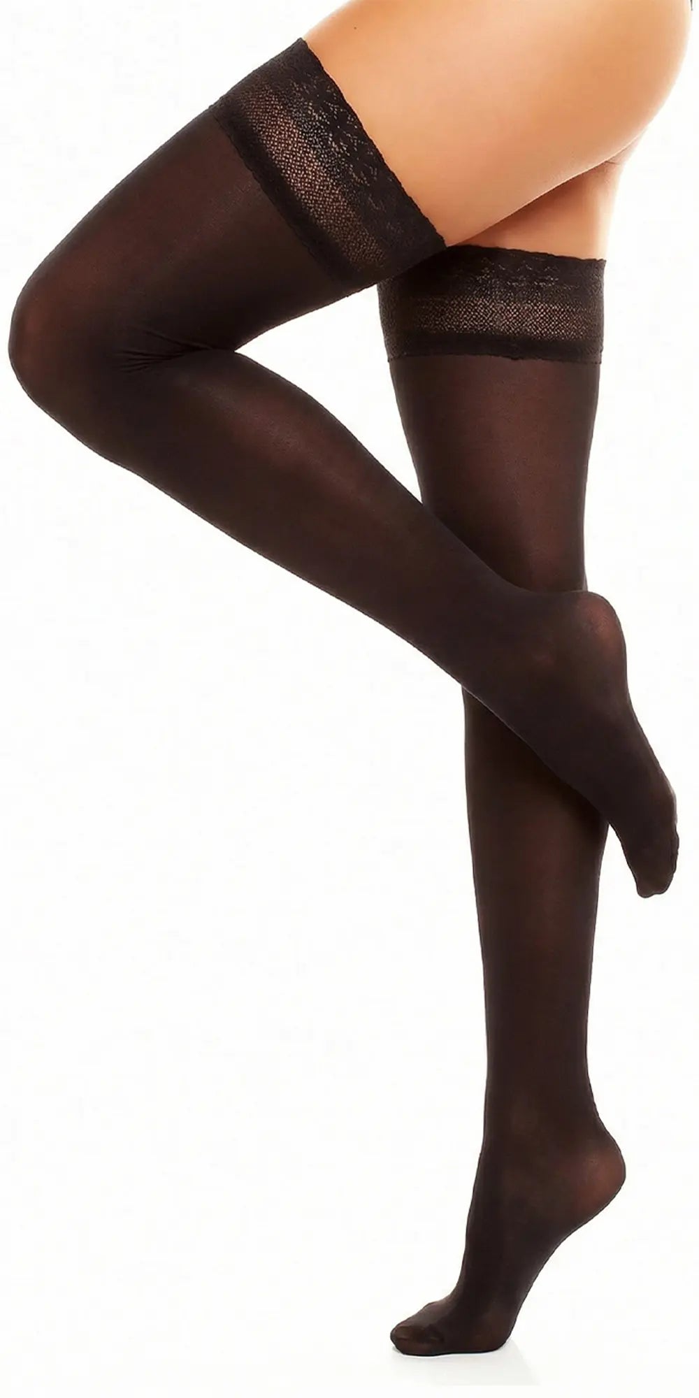 Glamory Vital 70 halterlose Stützstrümpfe black Seitenansicht