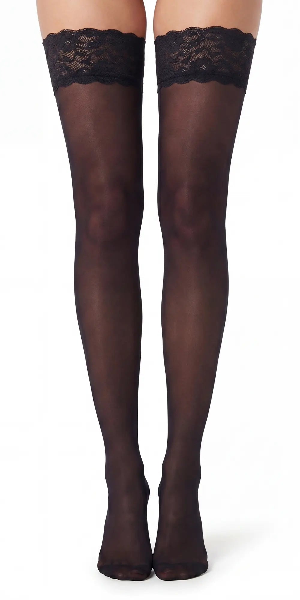 Glamory Micro 60 Plus Size halterlose Strümpfe black Frontansicht