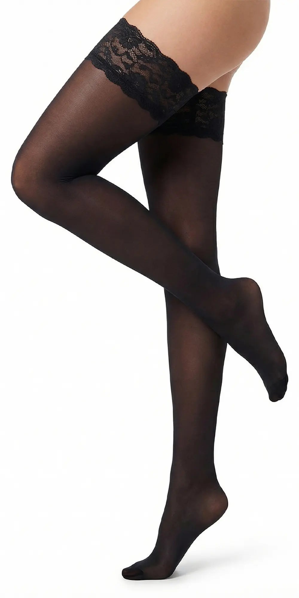 Glamory Micro 60 Plus Size halterlose Strümpfe black Seitenansicht
