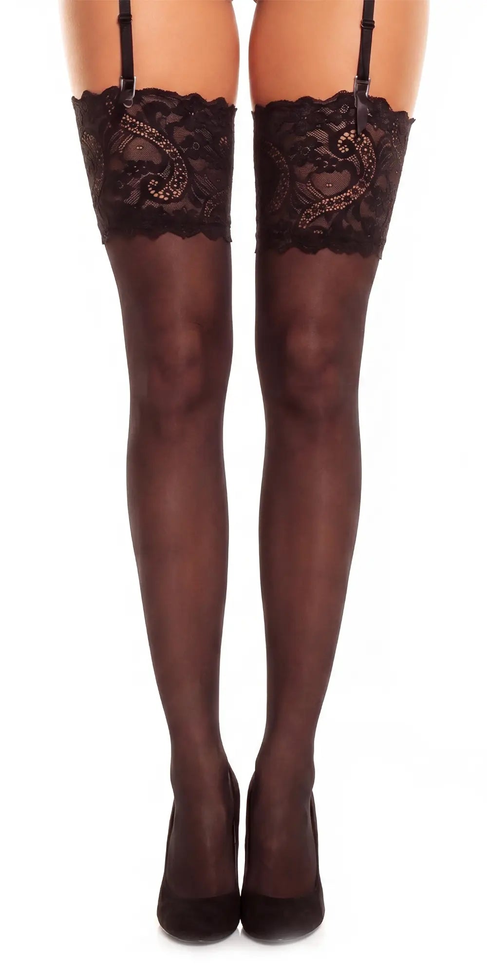 Dream 20 Plus Size Strapsstrümpfe - Black Frontansicht