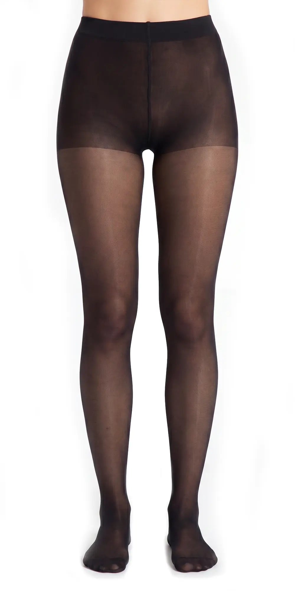 Glamory Satin 40 Plus Size Feinstrumpfhose in Übergröße - black Frontansicht