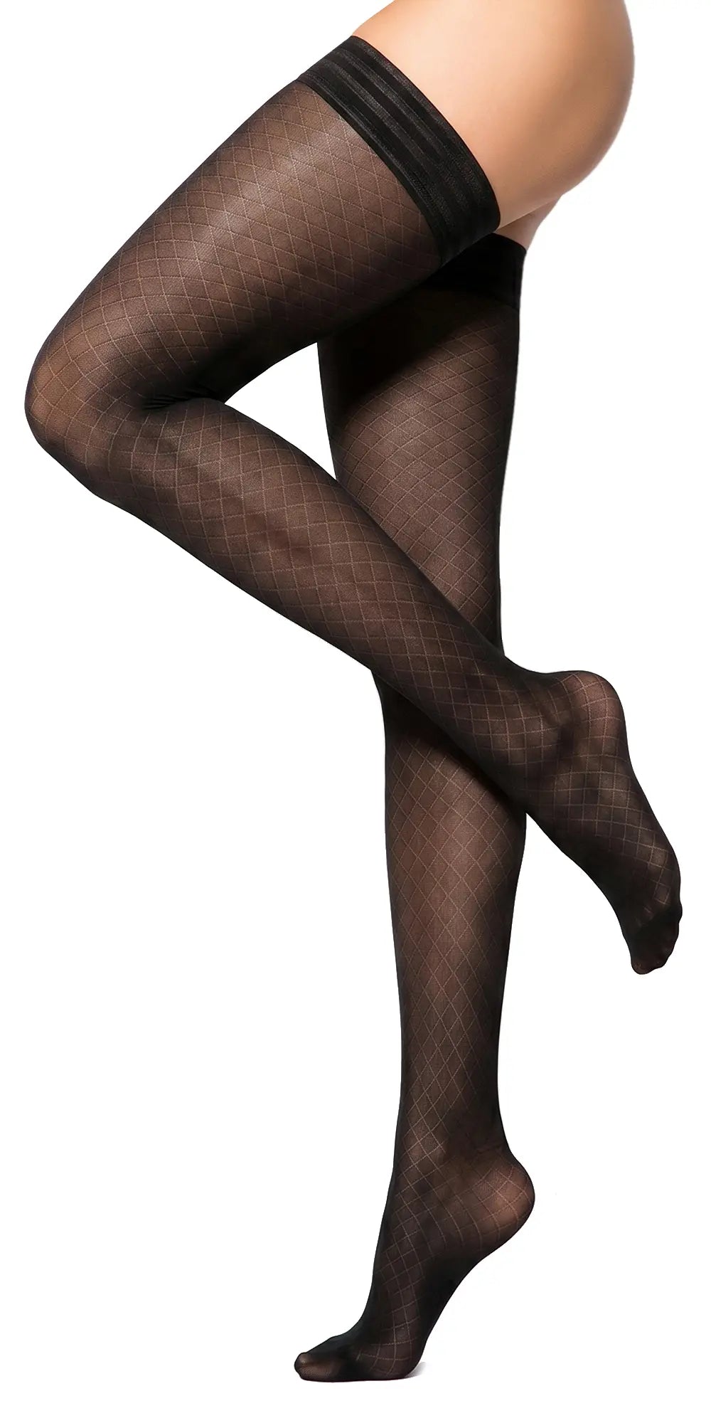 Glamory Honey 30 halterlose Strümpfe in Übergrößen - black Seitenansicht