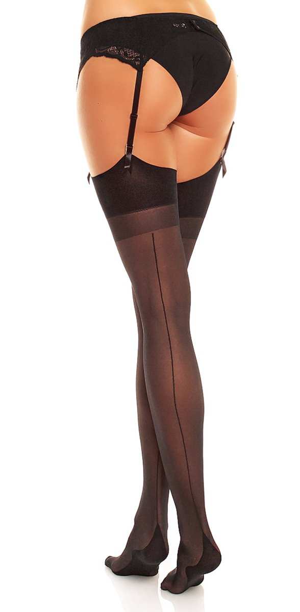 Glamory Delight 20 Übergrößen Strapsstrümpfe mit Naht - Schwarz back