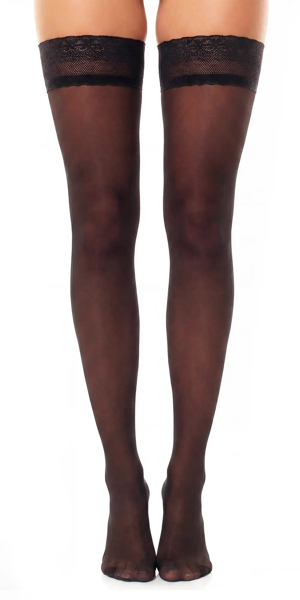 Glamory Vital 40 Plus Size halterlose Stützstrümpfe black Frontansicht