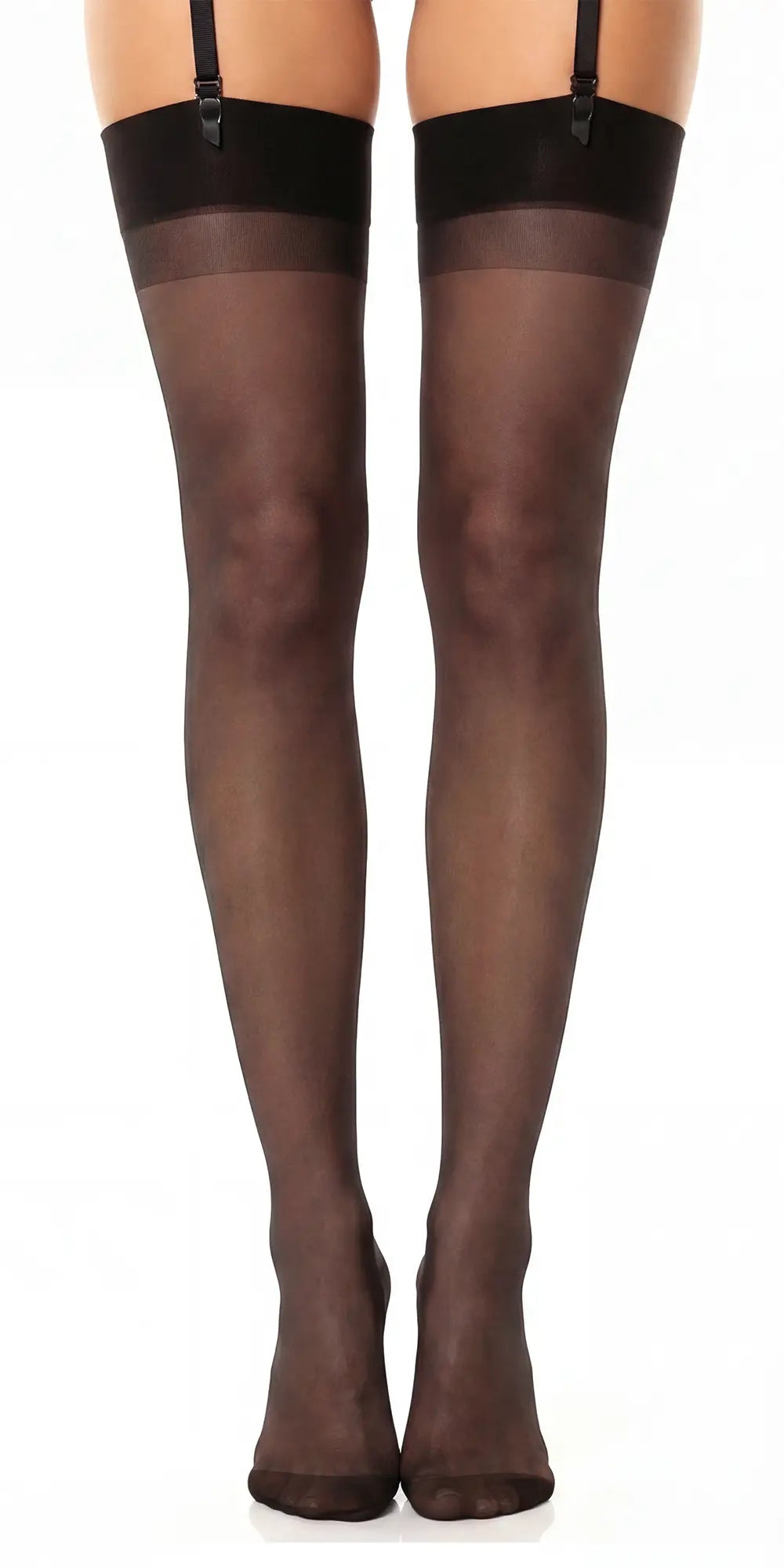 Glamory Perfect 20 Plus Size Strapsstrümpfe - schwarz Frontansicht