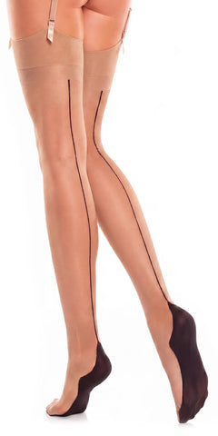 Glamory Delight 20 Strapsstrümpfe mit Naht in Übergröße - teint-black Rückansicht
