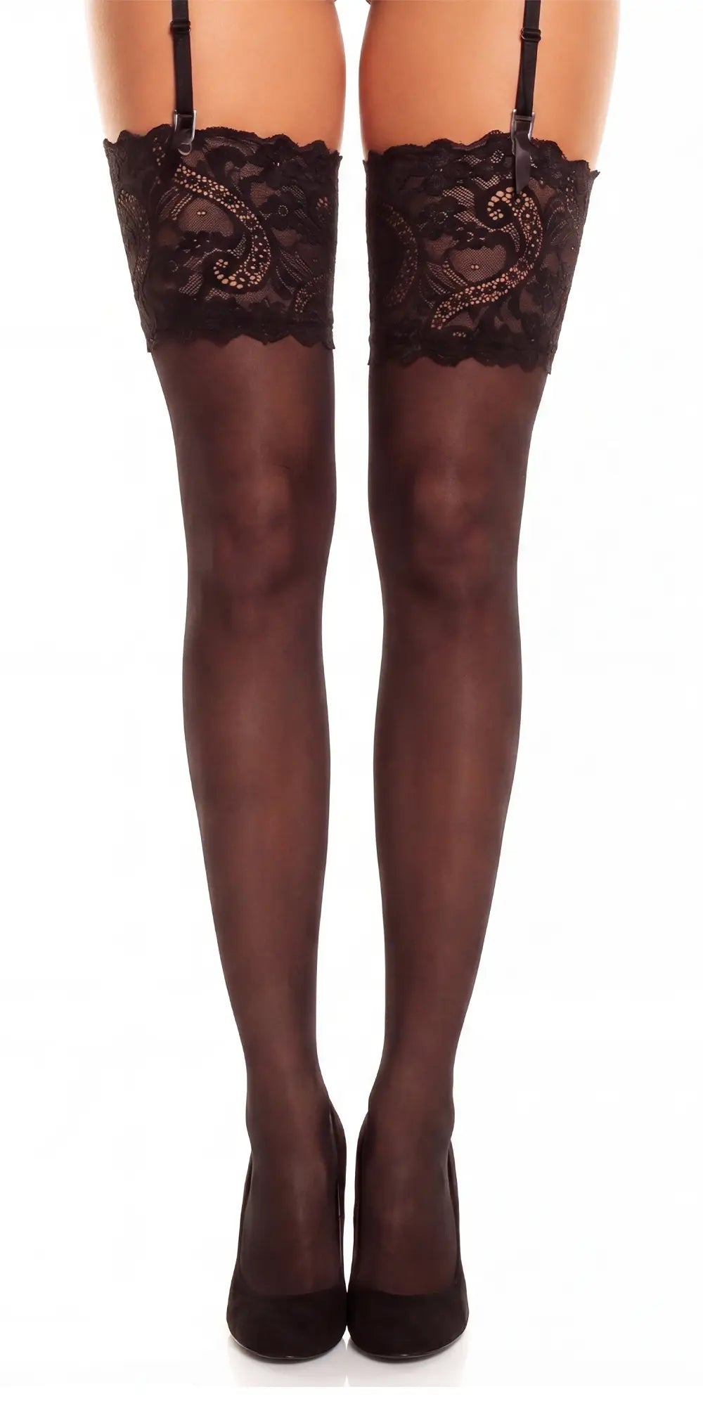 Dream 20 Plus Size Strapsstrümpfe - Black Frontansicht