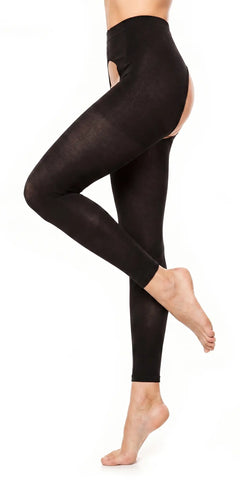 Ouvert Plus Size Microfaser Leggings black Seitenansicht