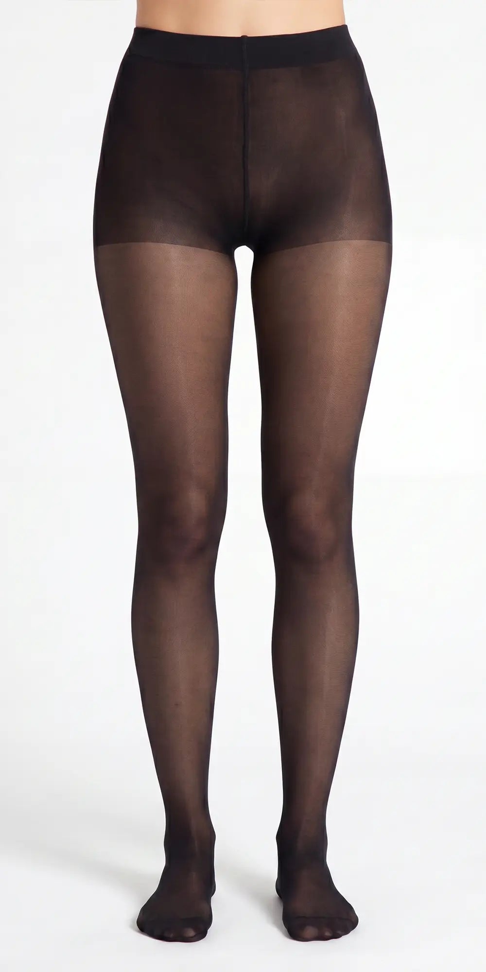 Glamory Satin 40 Plus Size Feinstrumpfhose in Übergröße - black Frontansicht