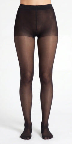 Glamory Satin 40 Plus Size Feinstrumpfhose in Übergröße - black Frontansicht