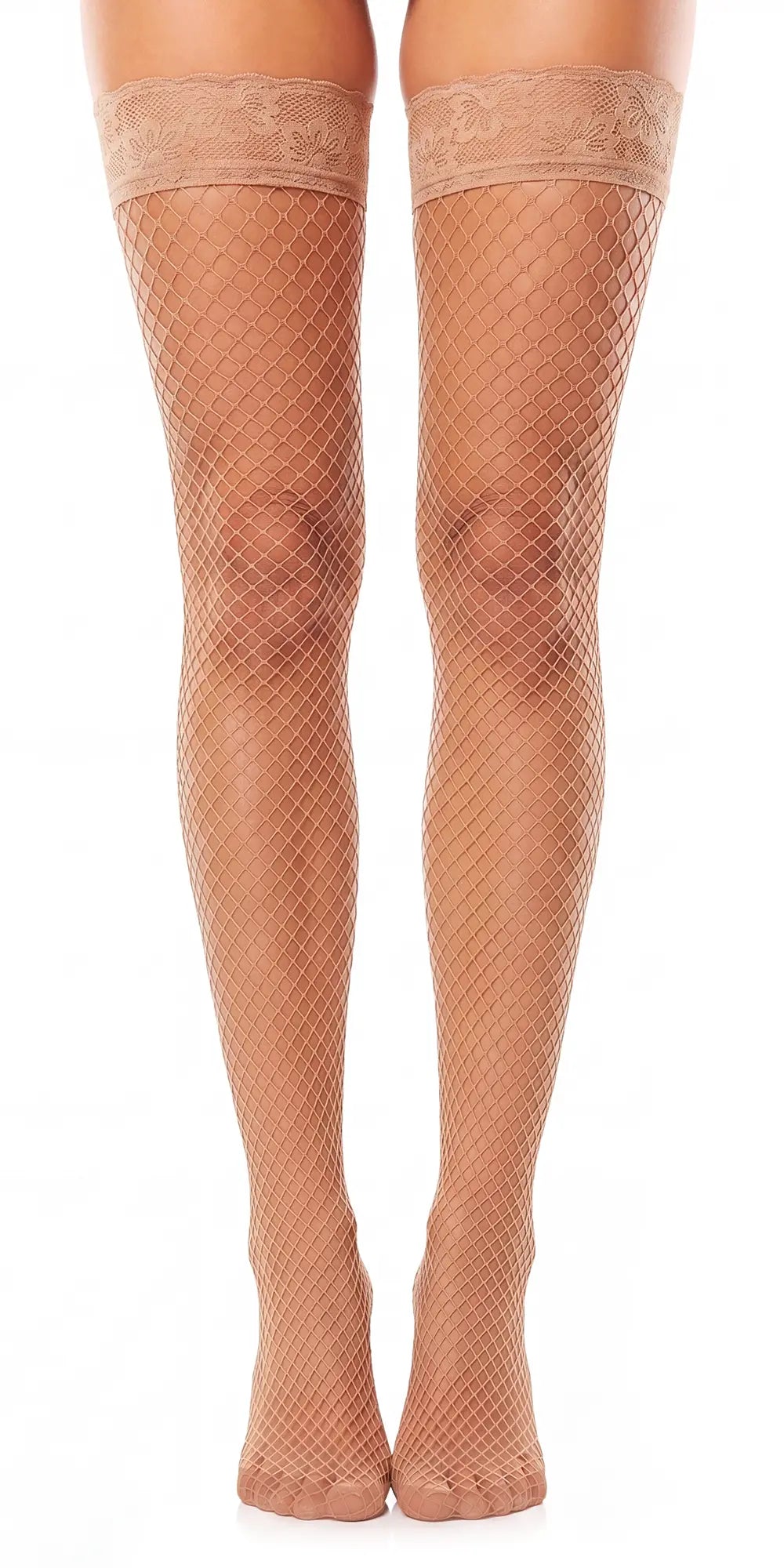 Mesh halterlos Strümpfe Fischnetz Übergroß - make up Frontansicht