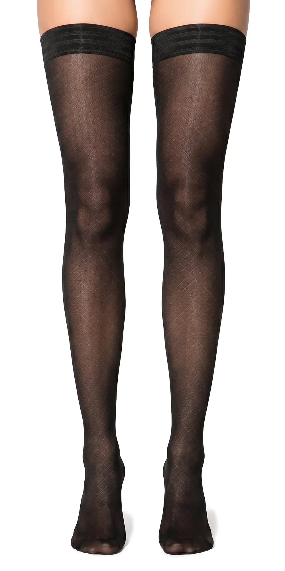 Glamory Honey 30 halterlose Strümpfe in Übergrößen - black Frontansicht