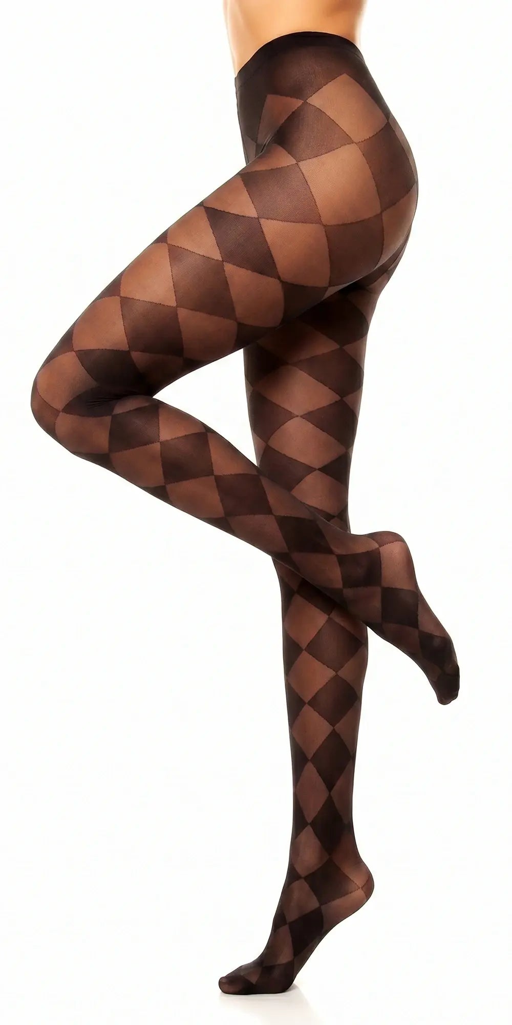 Glamory Diamond 20 Rautenmuster Feinstrumpfhose in Übergrößen - schwarz Seitenansicht