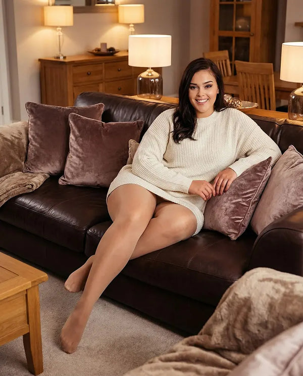 Satin 20 Plus Size Feinstrumpfhose Editorial - Seitenansicht 2