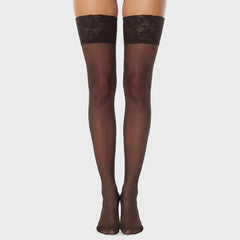 Glamory Deluxe 20 halterlose Strümpfe - Black, 360-Grad-Rundumansicht