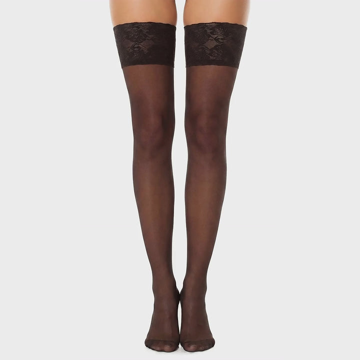 Glamory Deluxe 20 halterlose Strümpfe - Black, 360-Grad-Rundumansicht