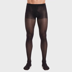 Glamory Support 70 blickdichte Herren-Stützstrumpfhose in Schwarz, große Größen, 360-Grad-Rundumansicht