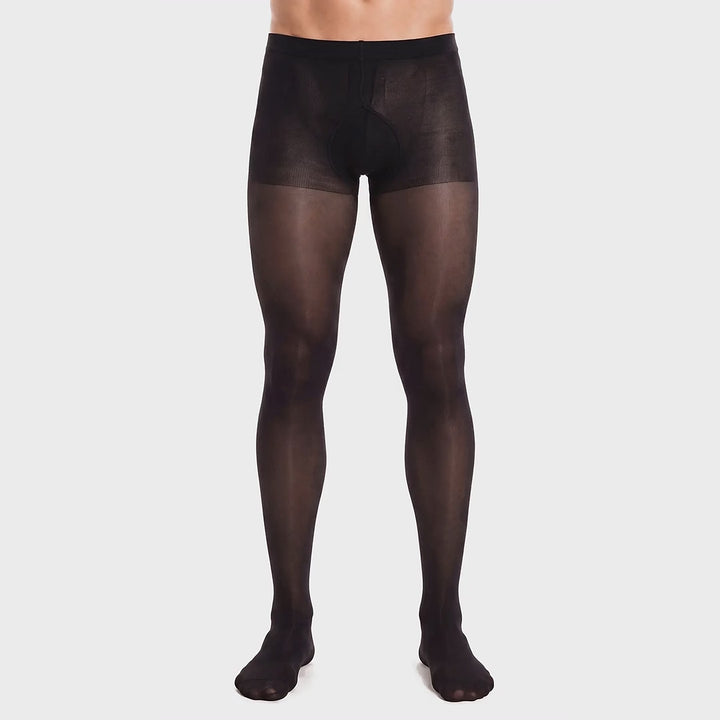 Glamory Support 70 blickdichte Herren-Stützstrumpfhose in Schwarz, große Größen, 360-Grad-Rundumansicht