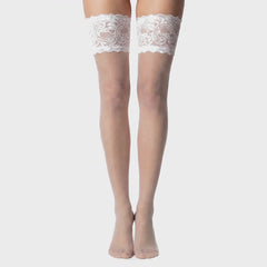 Glamory Comfort 20 halterlose Strümpfe - White, 360-Grad-Rundumansicht