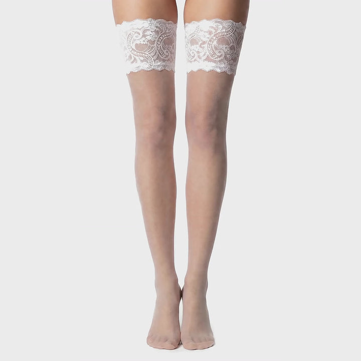 Glamory Comfort 20 halterlose Strümpfe - White, 360-Grad-Rundumansicht