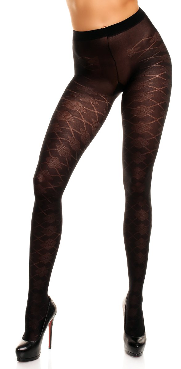 Glamory Dune 70 Argyle Strumpfhose - Schwarz